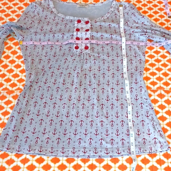 One World Nautical Print Long Sleeved Top - Picture 4 of 6